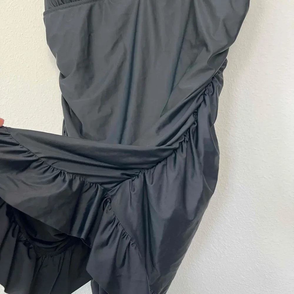 NWT J.Crew Size‎ 18 One Piece Black Swim Dress V-Neck Ruched Swimwear